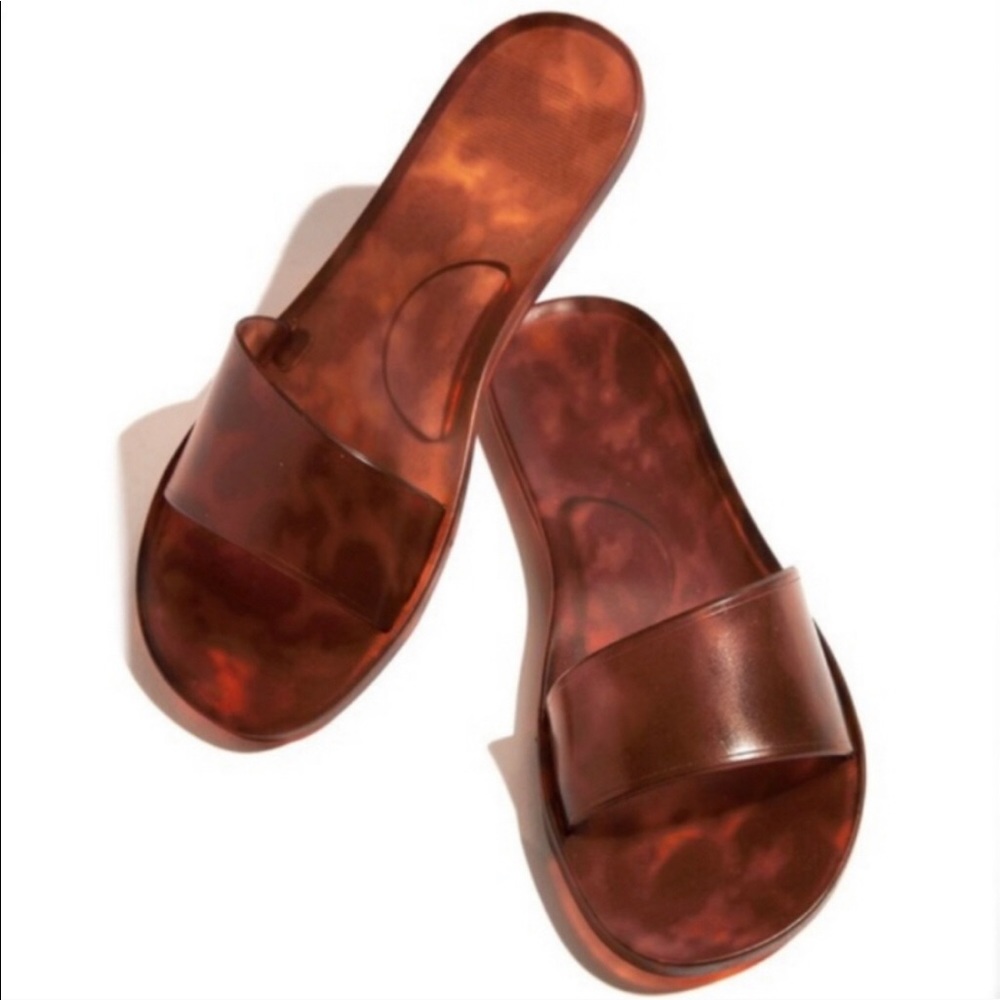 BRAND NEW NWOT Matte transparent Tortoise slides